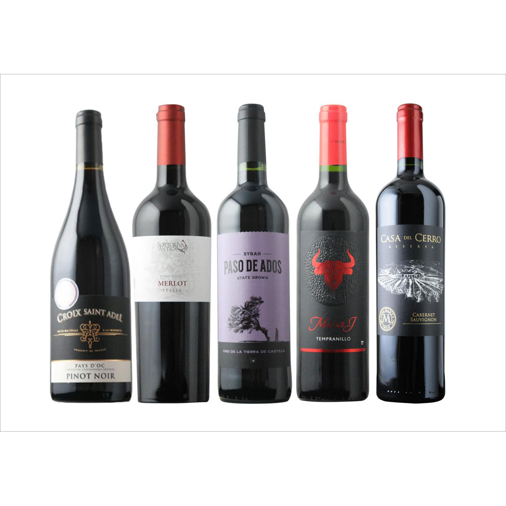 福袋 味わいの違いを楽しむ品種飲みくらべ赤ワイン5本セット