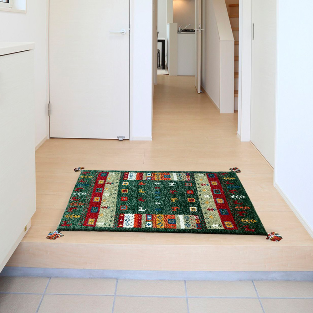 クリアランスセール】ギャッベ 98×63cm No. 4674-20 インド製 ギャッベ