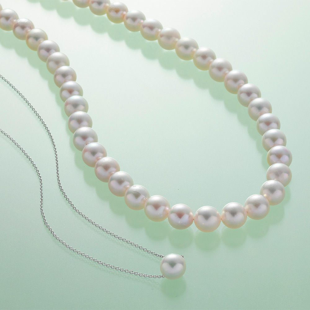 アコヤ真珠（約8.0～8.5mm未満珠）ネックレス・アコヤ真珠（約8.0mm珠）スルーネックレス2点セット