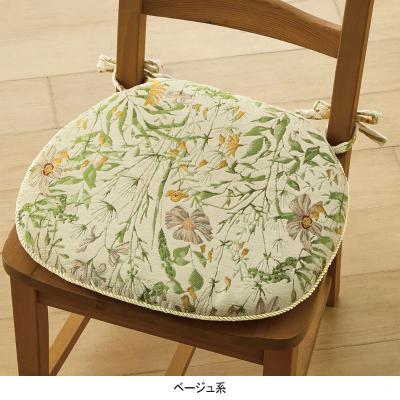リルカル　シェニールダイニングシートきクッション　グリーン　6枚セット [Bask]｜インテリア 約43×45cm 紐付シートクッション シェニール織 クッション・座布団