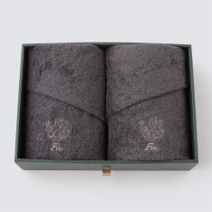 オーガニックコットン バスタオル2枚入り ギフトセット チャコールグレー
