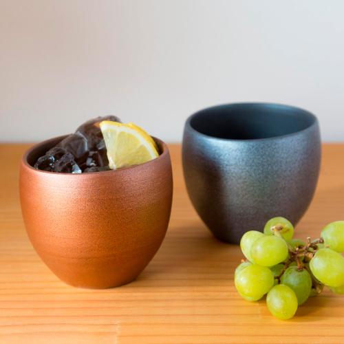 ＜波佐見焼 筒山太一窯＞銅器彩ロックカップペア