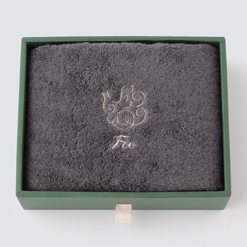 オーガニックコットン フェイスタオル1枚入り ギフトセット チャコールグレー