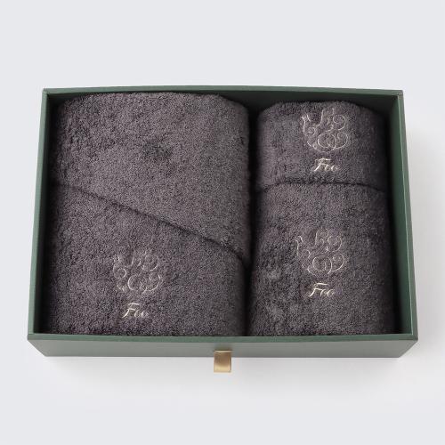 オーガニックコットン バスタオル＆フェイスタオル＆ハンドタオル 各1枚（チャコールグレー）