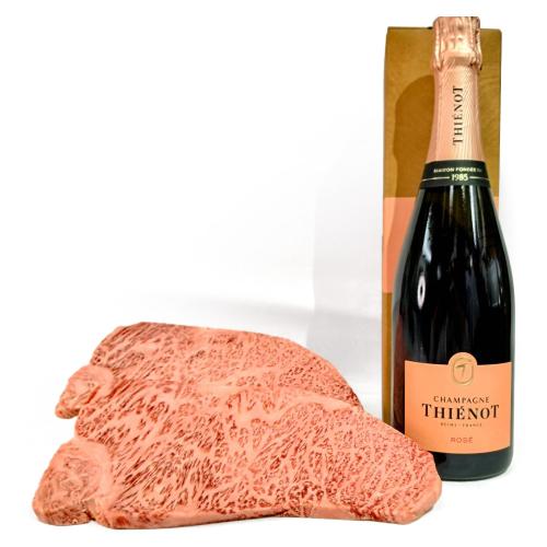 <忠蔵×ワイン>国内産特選黒毛和牛サーロインステーキ×ロゼシャンパーニュ