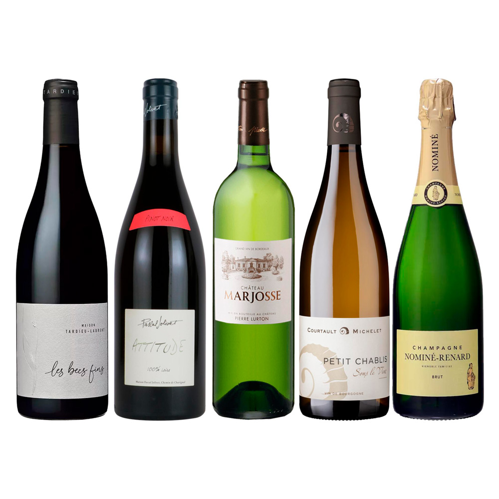シャンパーニュを含むフランス銘醸産地を集めた赤白泡5本セット
