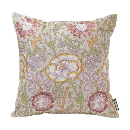 ＜モリスデザインスタジオ＞ 麻生地背当クッションカバーのみ「ピンクアンドローズ」