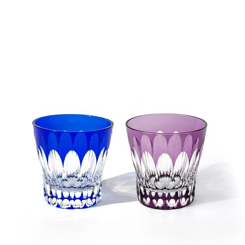 江戸切子 Fleur - 華亀甲 2026 クリスタルグラスペア ルリ・紫