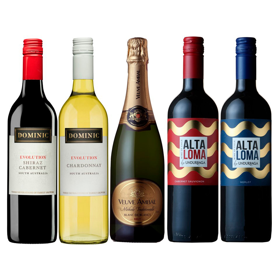 ありがとう44周年 シャンパン製法上質スパークリング入り、赤白泡売れ筋5本セット