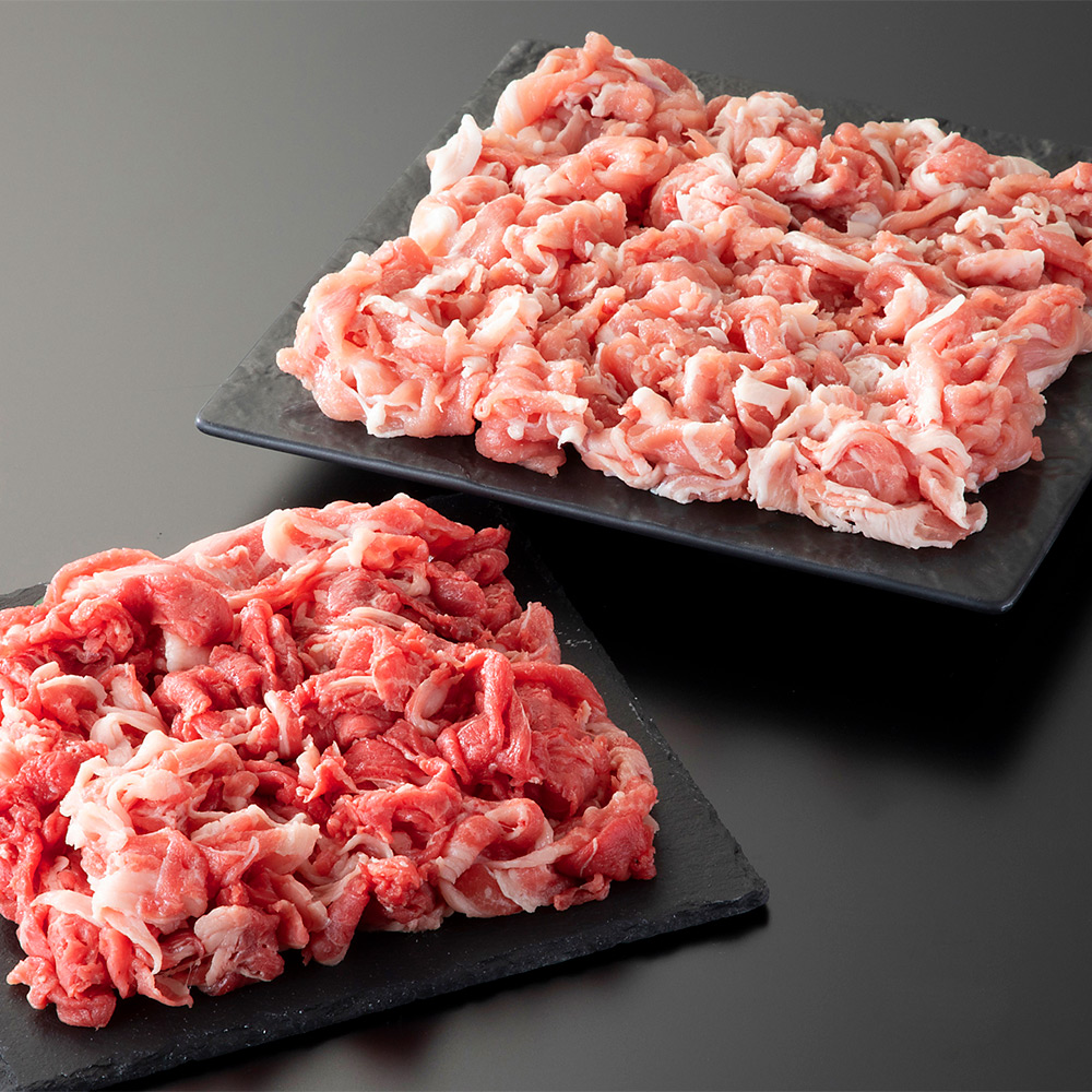 国産牛肉（500g）・国産豚肉（500g）こま切れセット