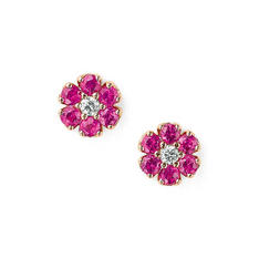 画像K18PG ルビー/ダイヤモンド ピアス