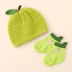 ニット帽・ソックスセット ライトグリーン（ギフトBOX付き）