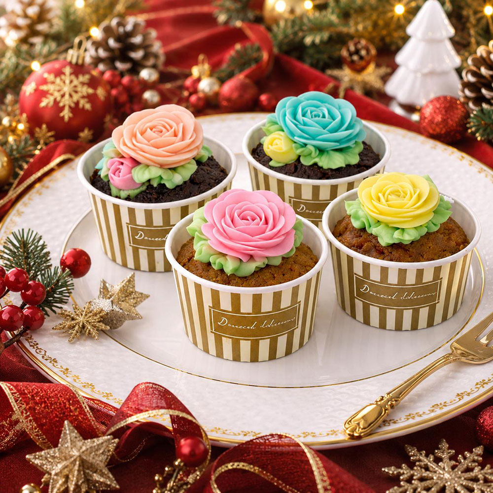 食べられるお花のクリスマスケーキ4個セット