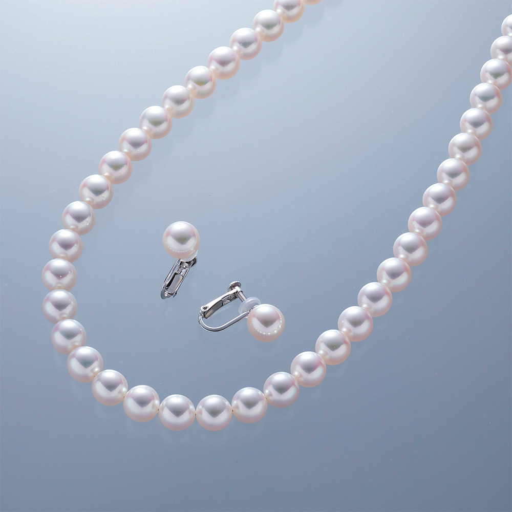 花珠アコヤ真珠ネックレス・イヤリングセット（約7.0～7.5mm未満珠