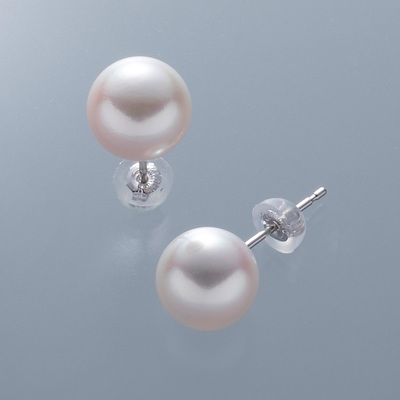 ptあこや真珠　８．５mm　ほんのりブラウン計0.2ctピアス セット ptあこや真珠8．5mmほんのりブラウン計0.2ctピアス セット
