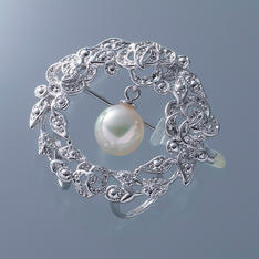 アコヤ真珠ブローチ（約7.5mm珠・シルバー）