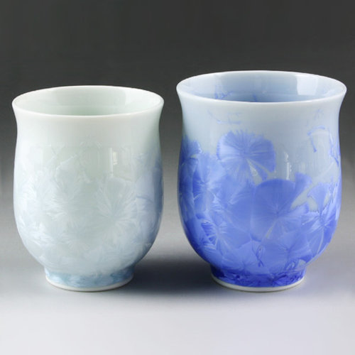 花結晶 組湯呑 青・白