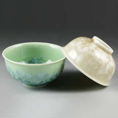 花結晶 組飯碗 緑・茶
