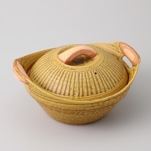 木目ハンドルキャセロール（土鍋）　伊羅保