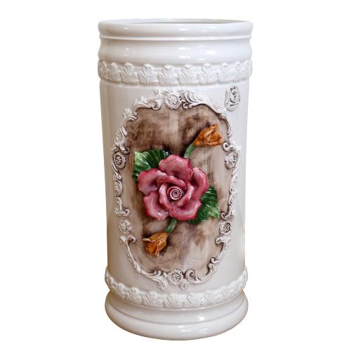 イタリア製陶製傘立てバラ