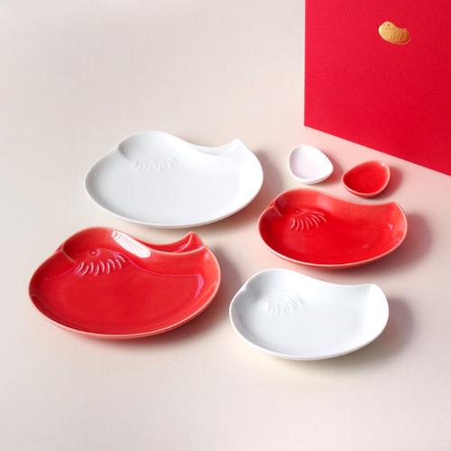 オシドリ 紅白器揃