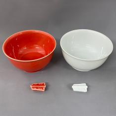 あたり 紅白飯碗揃