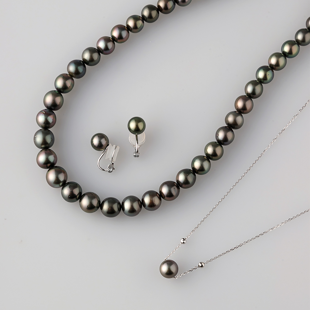 南洋黒蝶真珠 ネックレスとイヤリングセット