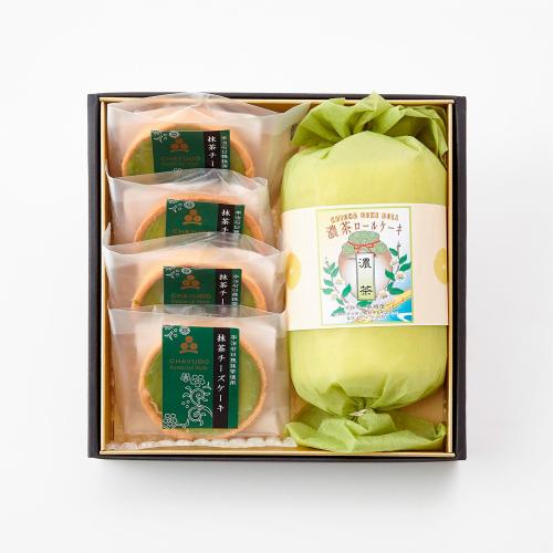濃茶ロールケーキ&抹茶チーズケーキ4個セット