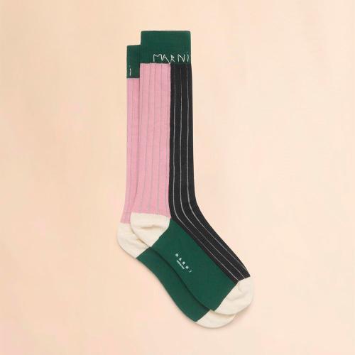 カラーブロックハイソックス