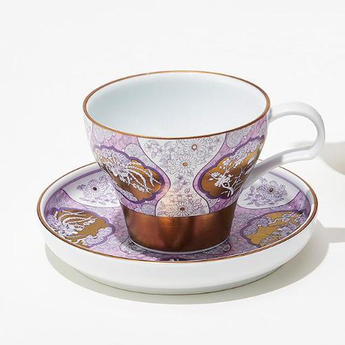 古伊万里草花紋 カップ&ソーサ― パープル (化粧箱入り)<京都高島屋S.C.限定色>