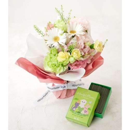 生花ペットお供えシュシュ+線香