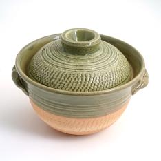 伊賀飛びカンナ ごはん鍋（緑釉）
