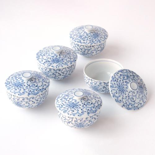 京唐草 お茶呑茶碗（桐箱入）〈5客〉