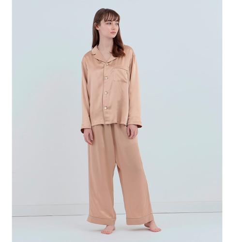 シルクパジャマ ピンクベージュ セットアップ S→L
