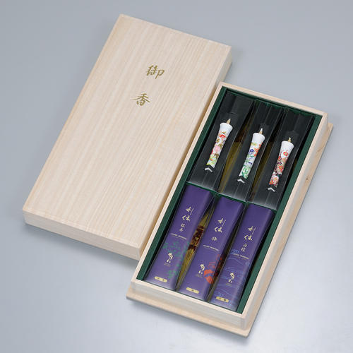 利休 絵蝋燭セット 紫 桐箱