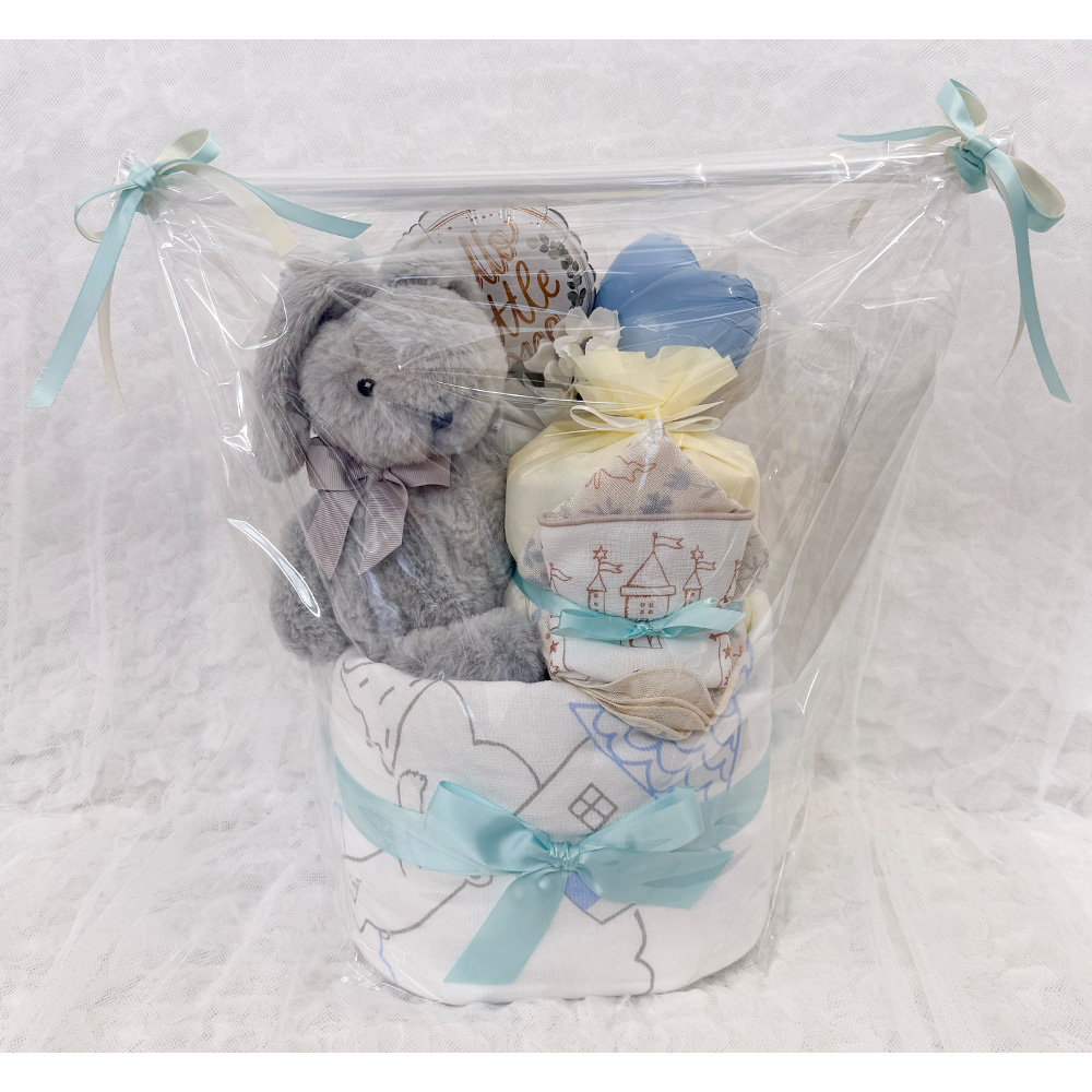 今治製身長計タオルとうさぎSET ブルー