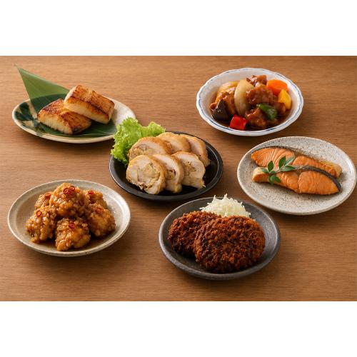 レンジで簡単。肉と魚の主菜セット