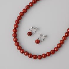 8mmイソバナ珊瑚ネックレス＆イヤリング