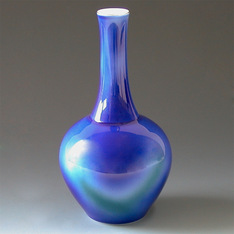 ルリ三彩　鶴首7号花生