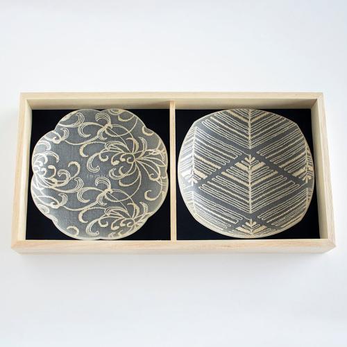 豆皿2枚セット（糸菊・大王松菱）