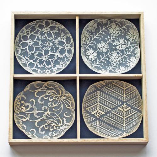 豆皿4枚セット（桜重ね・撫子・糸菊・大王松菱）