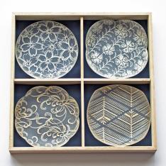 豆皿4枚セット（桜重ね・撫子・糸菊・大王松菱）