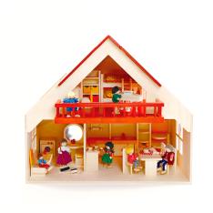 バルコニー付きの家 赤