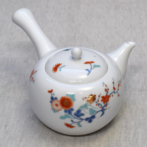 色絵花鳥紋 松型急須