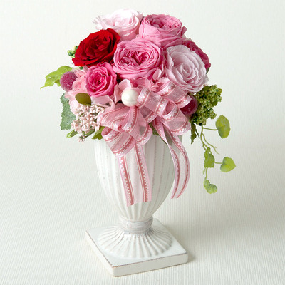 ＊*..jewel rose..＊°..華やかアレンジ　プリザーブドフラワー ジョアンナ ピンク プリザーブドフラワーのボックスフラワー（L