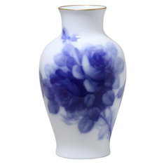 ブルーローズ　花生　28cm