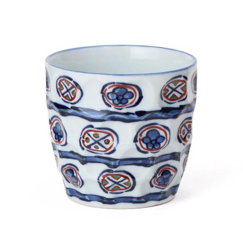 染錦丸紋割 焼酎杯