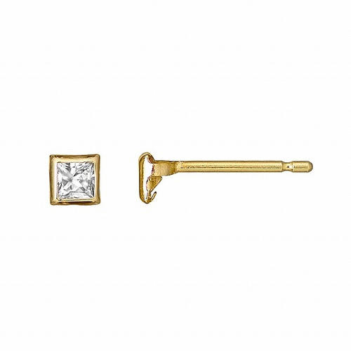 <セカンドピアス>K18ホワイトサファイアスクエアピアス