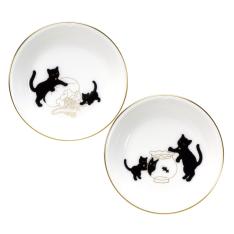 『黒猫親子』-縁起物語-小皿ペア