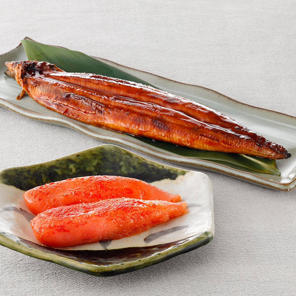 鹿児島県産うなぎ蒲焼・カネフク明太子セット